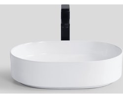 WOON-DISCOUNTER.NL - Rogas 50 - Glans wit - Waskom - - Keramiek - Ovaal - 251058