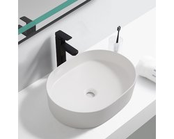 WOON-DISCOUNTER.NL - Rogas 50 - Mat wit - Waskom - - Keramiek - Ovaal - 251100