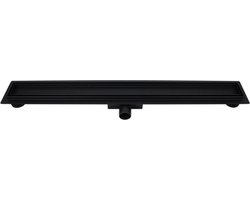 WOON-DISCOUNTER.NL - Roslev 90x7cm - Mat zwart tegelrooster - Douchegoot - Douchedrain – Met Flens – Uitneembaar Sifon & Haarfilter – Zijuitloop – Compleet - 991168