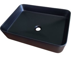 WOON-DISCOUNTER.NL - Silva 50 - Mat zwart - Waskom - - Keramiek - Rechthoek - 251072