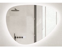 WOON-DISCOUNTER.NL - Solvi 80 x 60 - Organisch - Spiegel - Frameloos - LED-verlichting (dimbaar) - Anti-condens - 301617