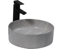 WOON-DISCOUNTER.NL - Venta 37 - Grijs marmer - Waskom - - Keramiek - Rond - 251104