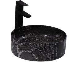 WOON-DISCOUNTER.NL - Venta 37 - Zwart marmer - Waskom - - Keramiek - Rond - 251103