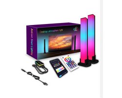 WOON IMPERIUM Smart RGB LED Verlichting – Set van 2 Light Bars – 28 cm – App + Remote – 16M Kleuren – Muziek Sync – Gaming, TV & Kamer – Tuya/Smart Life – Google/Alexa