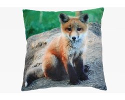 Woon sierkussen vos print 35 x 35 cm - Vossen dierenkussen - Kinderkamer accessoires