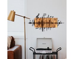 Woonaccessoires - Decoratief Houten Wandaccessoire - Zwart Walnoot Metaal - Afmetingen 90x47x0.12cm