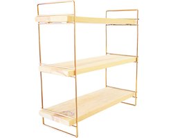 Woonaccessoires - Muurplank Goud Bruin Massief Hout - Afmetingen 45x16x40cm - Stijlvolle Inrichting voor Elk Interieur