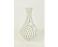 Woonaccessoires - Spiraalvaas Wit, 3d Geprint D14 H22cm