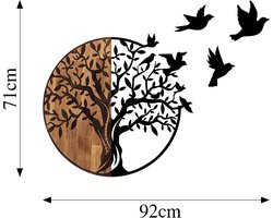 Woondecoratie - Decoratief Houten Wandaccessoire Zwart Walnoot - Prachtige Woonaccessoire - Afmetingen 92x3x71cm