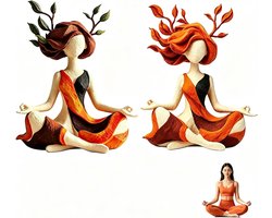 Woondecoratie - Meditatie Beeldjes - 2 Stucks - Abstract Yoga Beeldje van Kunsthars - Rustgevende Mindfulness Godin Sculptuur - Voor Woonkamer Slaapkamer en Yoga Studio