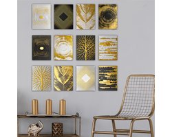 Woondecoratie - Plantaardig Thema Decoratief MDF Schilderij (12 Stuks) - Veelkleurig MDF - Afmeting 20x15x0.3cm
