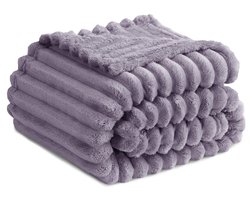 Woondeken - Extra zacht warm fleece - Voor op de bank en als sprei - Lila - 130x150 cm
