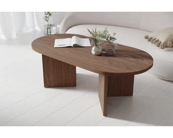 Woonenzo Ravi - Salontafel - Ovaal - Walnoot - Bruin - Houtlook - Japandi - 130cm