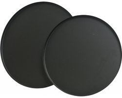 Woonexpress - Dienblad (set 2 Stuks) Abiko Zwart - Metaal Zwart - 2x35x35cm (HxBxD)
