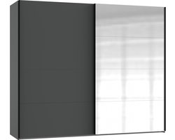 Woonexpress Kledingkast Aalst - Hout - Zwart - 225x210x65 cm (BxHxD) - Schuifdeuren - Spiegel