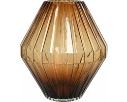 Woonexpress - Vaas Diamant Bruin - Glas Bruin - 30x27x27cm (hxbxd)
