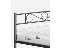Woongenotonline - bed 90x200 cm Gastenbed - Eenpersoonsbed Metalen bed - Eenvoudige montage -inkt zwart