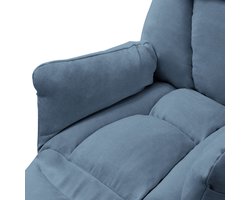Woonkamer fauteuil Loungestoel blauw met rugkussen tot 120 kilogram Polyester hoes in linnenlook ML design