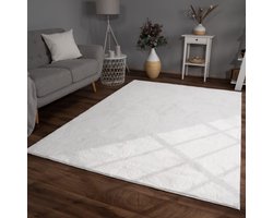 Woonkamer hoogpolig tapijt imitatiebont moderne effen kleuren pluizig zacht 60 x 90 cm Rechthoek 60 x 90 cm Rechthoek wit