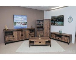Woonkamer set Staphorst - 4-delige Meubelset: Dressoir, Salontafel, Eettafel & TV Meubel - Espresso Hout Look