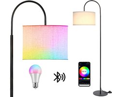 Woonkamer Vloerlamp-Led Lamp, Moderne Verticale Lamp Met Linnen Lampenkap, Rgb Kleur Vloerlamp, Geschikt Voor Kantoor Studie, Woonkamer (Bluetooth Model)