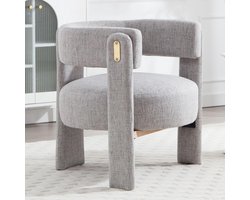 Woonkamerfauteuil Accent Stoel - Gestoffeerde Kaptafel - Ontspannen Zitten - Met Armen en Rug - 67x71x70 cm - Grijs