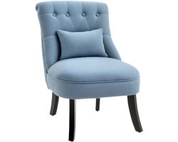 Woonkamerfauteuil-relaxstoel-loungestoel-ontspanningsstoel met rugkussen-houten poten-leesstoel met linnenlook-gestoffeerde fauteuil voor de slaapkamer-blauw