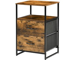 Woonkamerkast, dressoir, stoffen laden, MDF, stalen frame, bruin