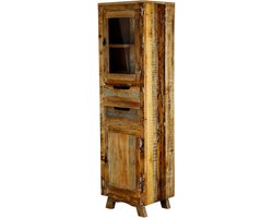 Woonkamerkast – vitrinekast – massief hout Kast – mangohout – vintage boho landelijk – woonkamer hal keuken