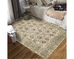 Woonkamerkleed - 200x290cm - Groot wasbaar vintage kleed - beige