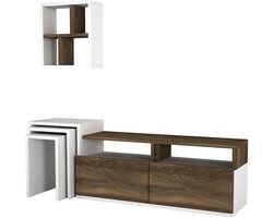 Woonkamerset in Wit Walnoot – Moderne Meubelset met Wandrek, TV-Meubel & Opbergruimte – Complete Set voor Woonkamer