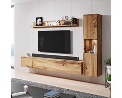 Woonkamerset Paris - Meubelset Woonkamer - Woonkamer Inrichten - Optioneel LED Verlichting - 180 cm breed - Wotan