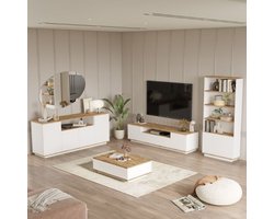 Woonkamerset Woody Fashion | tv-meubel, salontafel, boekenkast en dressoir | Atlantic Pine White