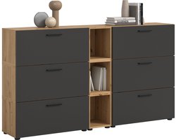 Woonkast-combinatie in artisan eik en basalt - Moderne woonwand voor elk interieur - 176x99cm