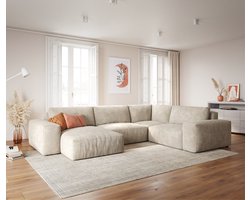 Woonlandschap Lanzo XL Corduroy Beige 360x260 cm Recamiere variabel