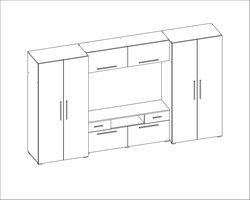 Woonwand 330 x 189 x 54 cm – Moderne Schrankwand met 2 Kasten, RTV Meubel en Opbergvakken in Donker Sonoma / Grand Eiken – Abkantoor