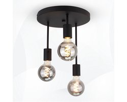 WoonWonder Aislinga Plafondlamp - Plafonniere - 3x E27 Lamp - Industrieel - ⌀ 20cm - Zwart