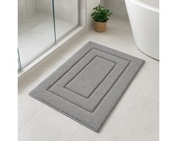 WoonWonder Badmat 50x80 cm - Douchemat antislip - Badmat antislip - Badkamermat - Donkergrijs - Patroon