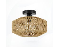 WoonWonder Bamboe Rotan Plafondlamp Ø30 cm – Plafonnière – E27 – Naturel – IP20