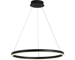 WoonWonder Dimbare LED Hanglamp Eettafel - Design Hanglamp - Modern - Dimmer - Ø 80 cm - Zwart - Woonkamer | Slaapkamer | Keuken