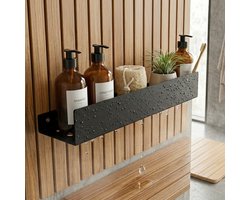 WoonWonder Doucherek Zwart RVS - Hangend Badkamer Rekje - Badrek - Douche Rekje Rechthoekig - 40 cm - Inclusief Montagemateriaal