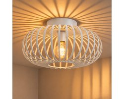 WoonWonder Luxelle Plafondlamp - ⌀ 30cm - Wit - Plafonniere E27 Lamp - Industrieel - ⌀ 30cm - Excl. Lichtbron