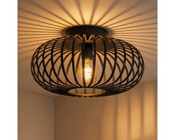 WoonWonder Luxelle Plafondlamp - ⌀ 30cm - Zwart - Plafonniere E27 Lamp - Industrieel - ⌀ 30cm - Excl. Lichtbron