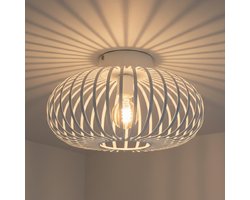 WoonWonder Luxelle Plafondlamp - ⌀ 40cm - Wit - Plafonniere E27 Lamp - Industrieel - ⌀ 40cm - Excl. Lichtbron