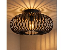 WoonWonder Luxelle Plafondlamp - ⌀ 40cm - Zwart - Plafonniere E27 Lamp - Industrieel - ⌀ 40cm - Excl. Lichtbron