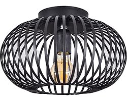 WoonWonder Luxelle Plafondlamp Zwart - Plafonniere E27 Lamp - Industrieel - ⌀ 40cm - Excl. Lichtbron