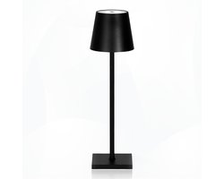 WoonWonder Oplaadbare Tafellamp - In hoogte verstelbaar - 3600mAh - Tafellamp - Tafellampen - Draadloos & Oplaadbaar - 3 Kleuren Licht - Dimbaar - Industrieel - Zwart- Tafellamp - Lamp voor op tafel - Tafellamp - Zwart