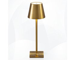 WoonWonder Oplaadbare Tafellamp - In hoogte verstelbaar - 5200mAh - Tafellamp - Tafellampen - Draadloos & Oplaadbaar - 3 Kleuren Licht - Dimbaar - Industrieel - Goud - Tafellamp - Lamp voor op tafel - Tafellamp