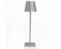 WoonWonder Oplaadbare Tafellamp - In hoogte verstelbaar - 5200mAh - Tafellamp - Tafellampen - Draadloos & Oplaadbaar - 3 Kleuren Licht - Dimbaar - Industrieel - Zilver - Tafellamp - Lamp voor op tafel - Tafellamp
