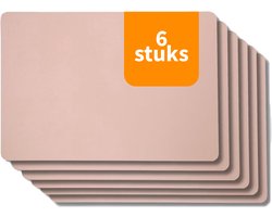 WoonWonder Placemats - Vegan leer - Rose / Carbon - dubbelzijdig - 45 x 30 cm - 6 Stuks